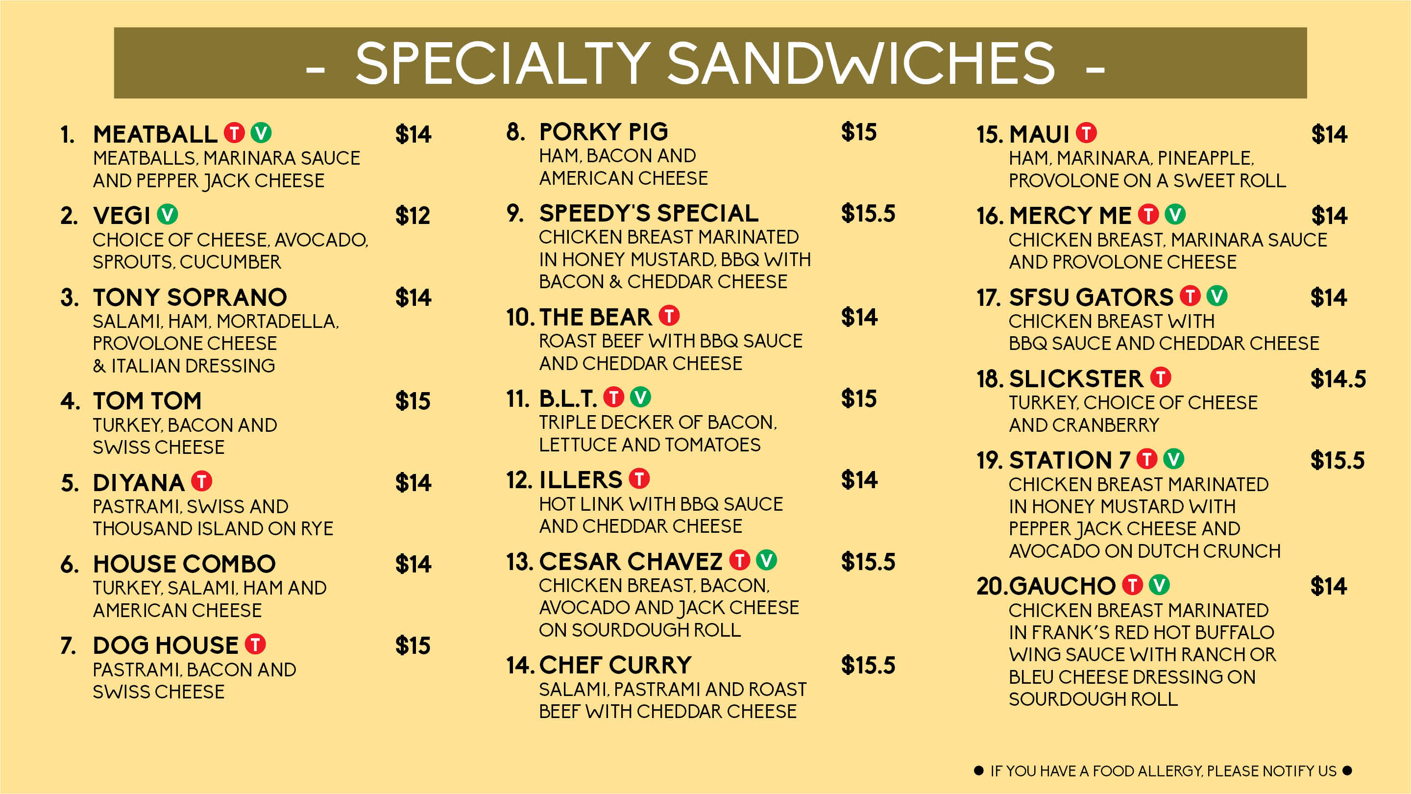 Menu Page 1